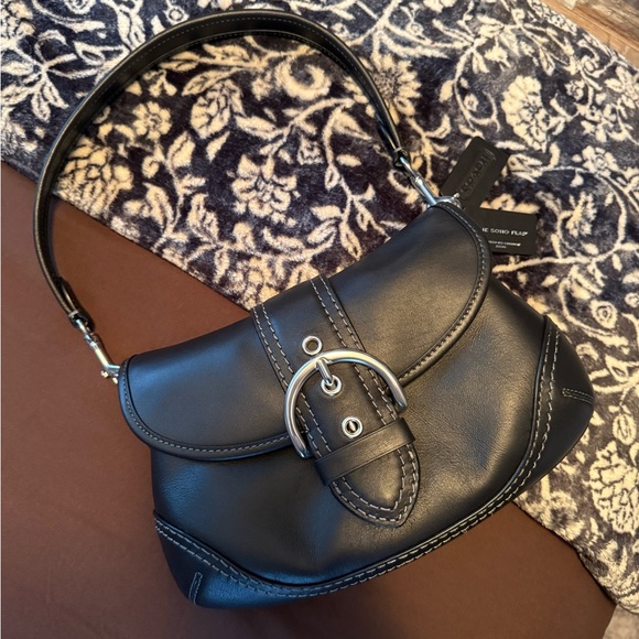 Coach SOHO re-edition Black Leather flap Shoulder Bag - Picture 1 of 11